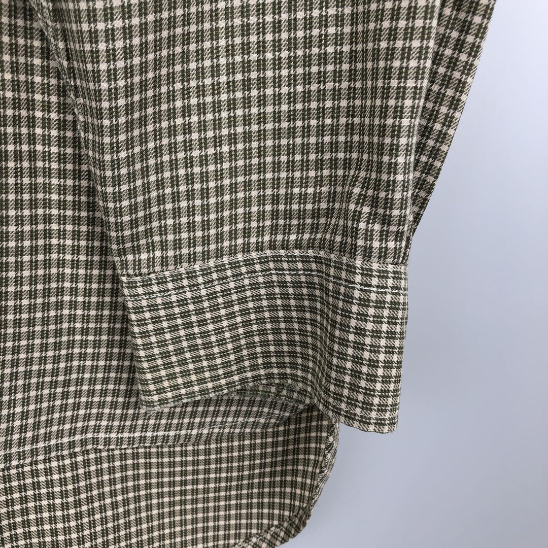 90'S J.Crew all-over print long-sleeved button-down shirt, men's size M equivalent, vintage. cotton Khaki type Vintage Second Hand