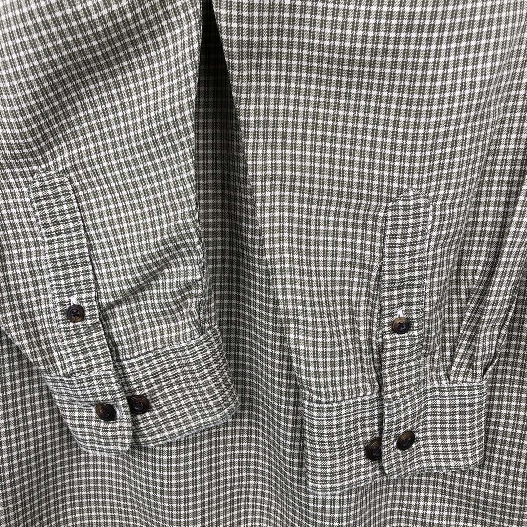 90'S J.Crew all-over print long-sleeved button-down shirt, men's size M equivalent, vintage. cotton Khaki type Vintage Second Hand