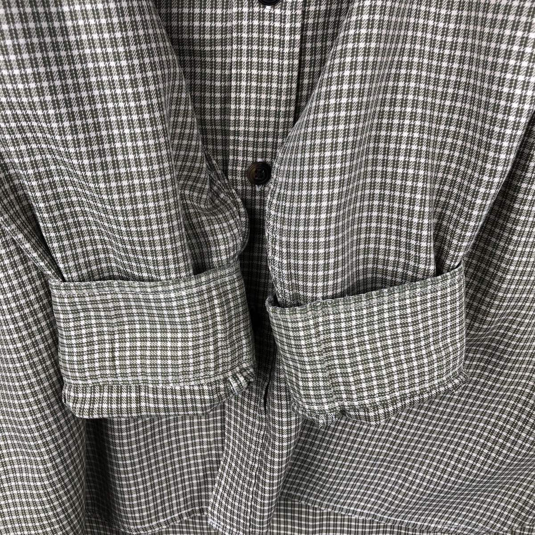 90'S J.Crew all-over print long-sleeved button-down shirt, men's size M equivalent, vintage. cotton Khaki type Vintage Second Hand