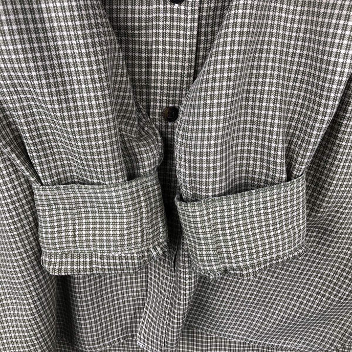90'S J.Crew all-over print long-sleeved button-down shirt, men's size M equivalent, vintage. cotton Khaki type Vintage Second Hand