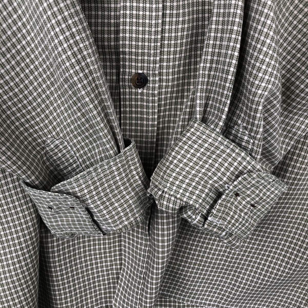 90'S J.Crew all-over print long-sleeved button-down shirt, men's size M equivalent, vintage. cotton Khaki type Vintage Second Hand