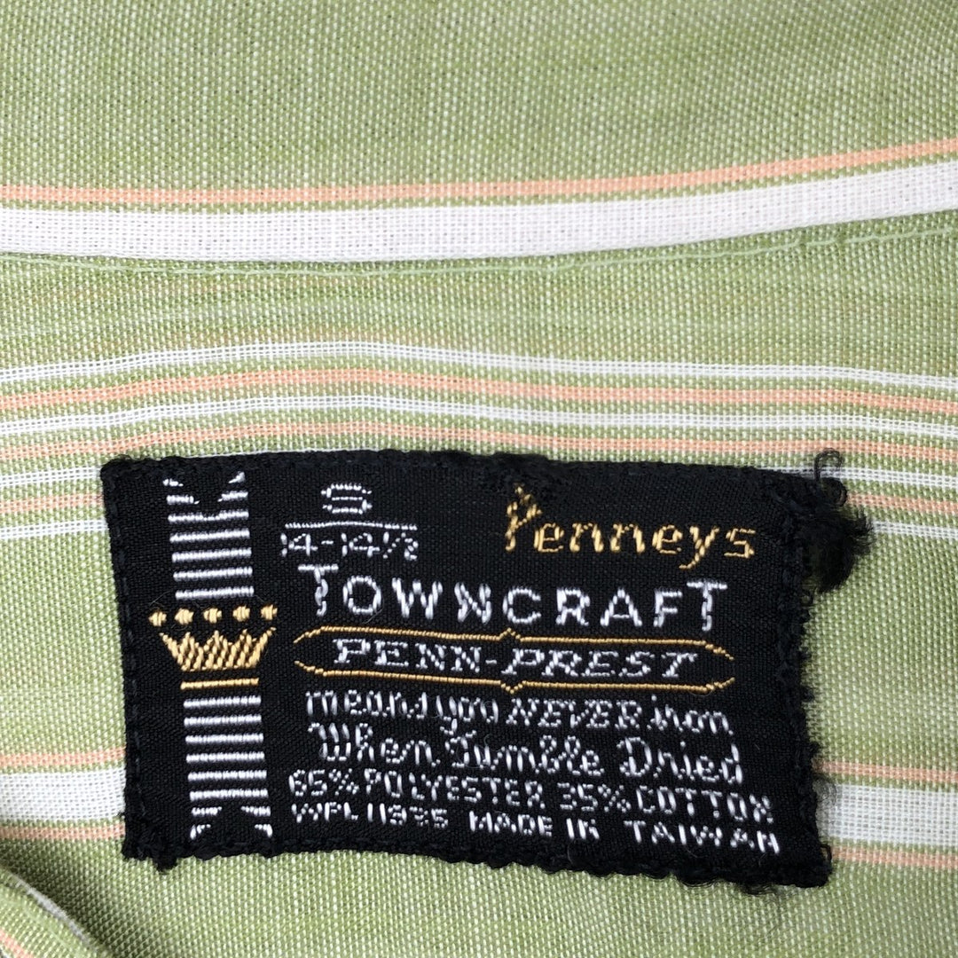 TOWN CRAFT Stripe Pattern Multi-Stripe Long-Sleeve Cotton Stripe Shirt, Men's Size S (Equivalent), Vintage polyester green type yellow green Vintage Second Hand