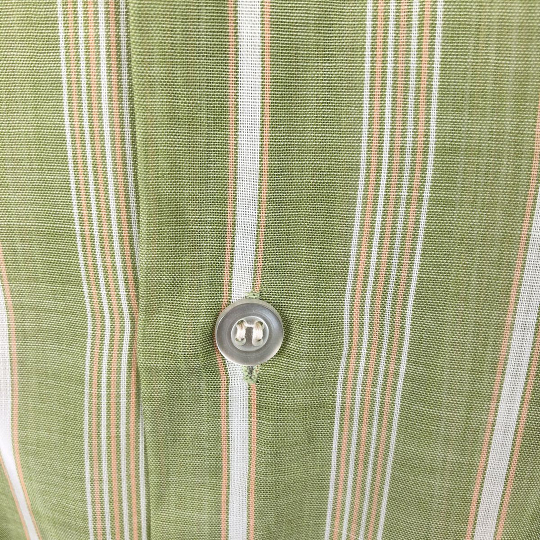 TOWN CRAFT Stripe Pattern Multi-Stripe Long-Sleeve Cotton Stripe Shirt, Men's Size S (Equivalent), Vintage polyester green type yellow green Vintage Second Hand