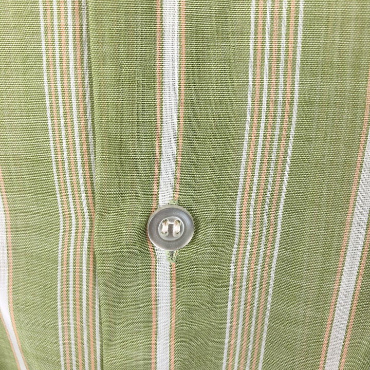 TOWN CRAFT Stripe Pattern Multi-Stripe Long-Sleeve Cotton Stripe Shirt, Men's Size S (Equivalent), Vintage polyester green type yellow green Vintage Second Hand