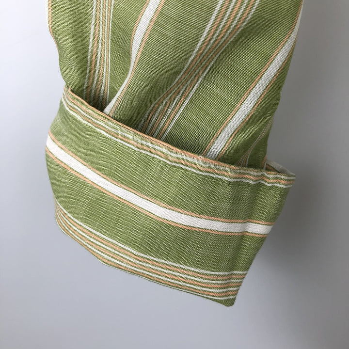TOWN CRAFT Stripe Pattern Multi-Stripe Long-Sleeve Cotton Stripe Shirt, Men's Size S (Equivalent), Vintage polyester green type yellow green Vintage Second Hand