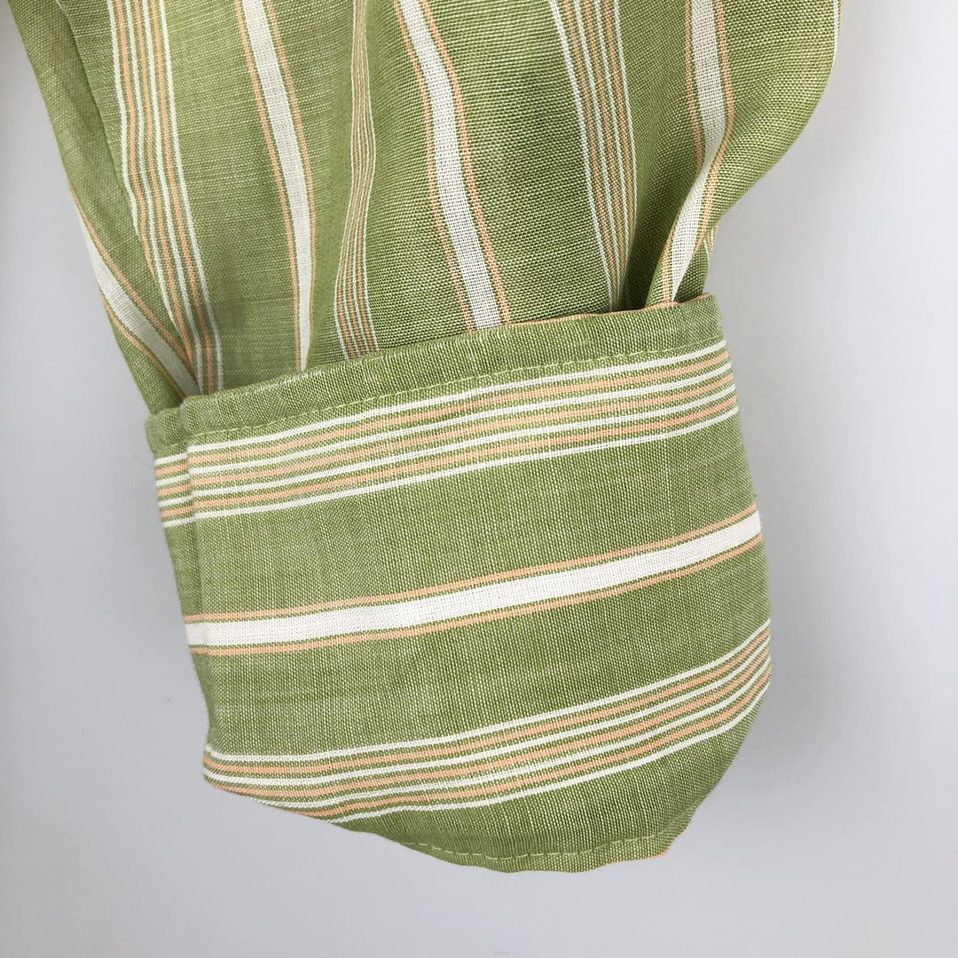 TOWN CRAFT Stripe Pattern Multi-Stripe Long-Sleeve Cotton Stripe Shirt, Men's Size S (Equivalent), Vintage polyester green type yellow green Vintage Second Hand