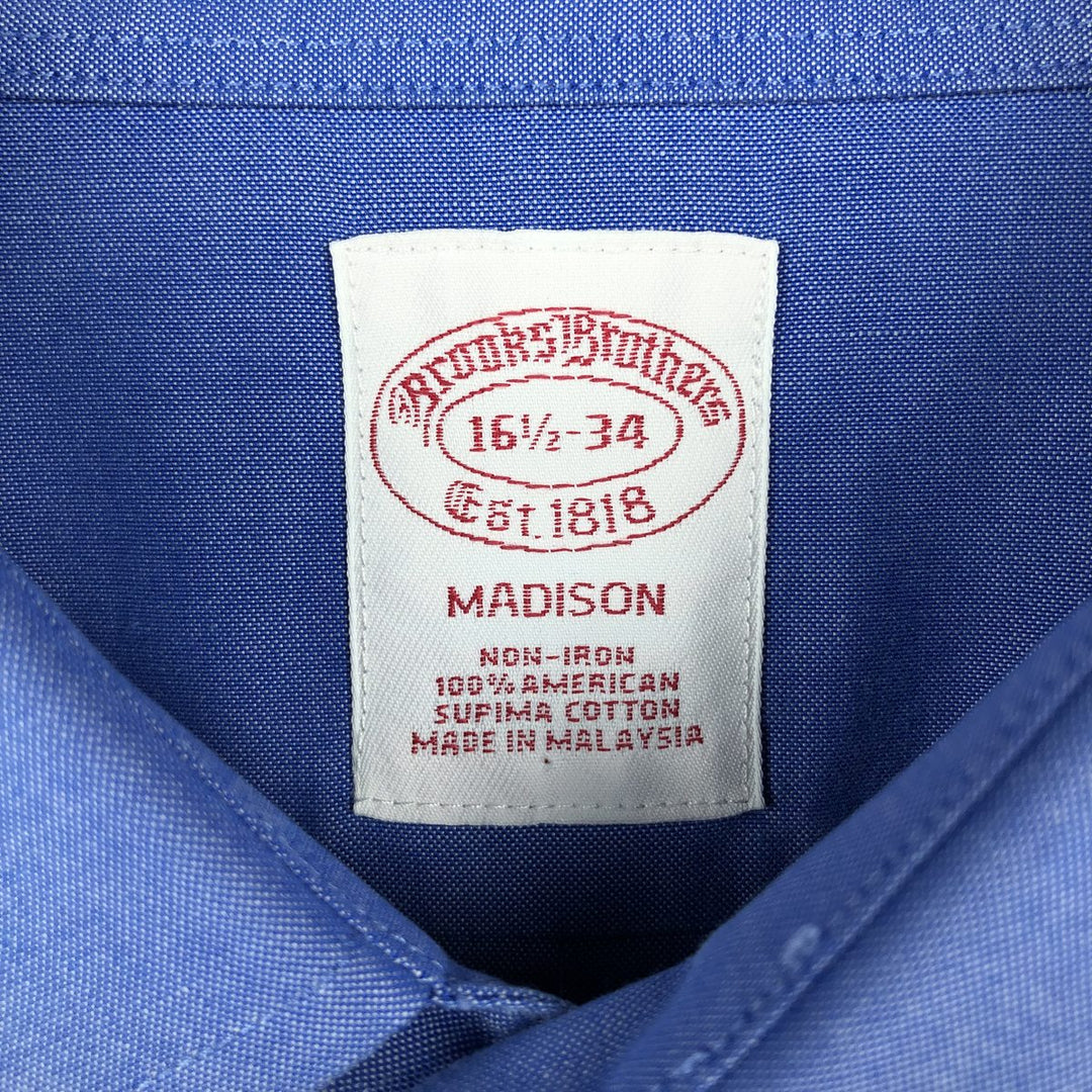 Brooks Brothers Est.1818 MADISON Long-Sleeve Cotton Shirt, Men's Size XL (approx.) Supima Cotton blue type Vintage Second Hand