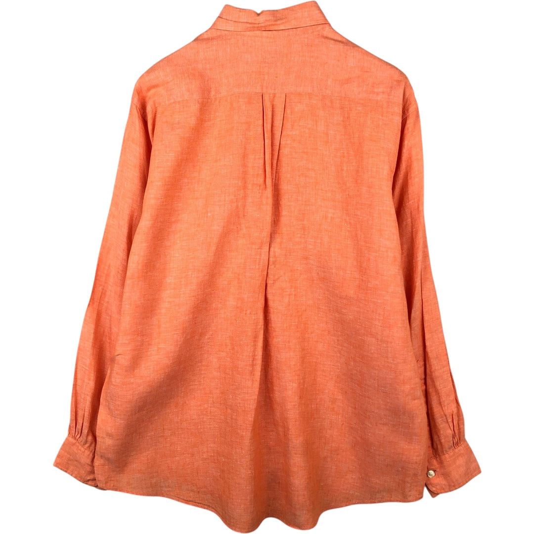 Brooks Brothers Est.1818 Long Sleeve Linen Button Down Shirt, Men's Size L linen orange type Vintage Second Hand