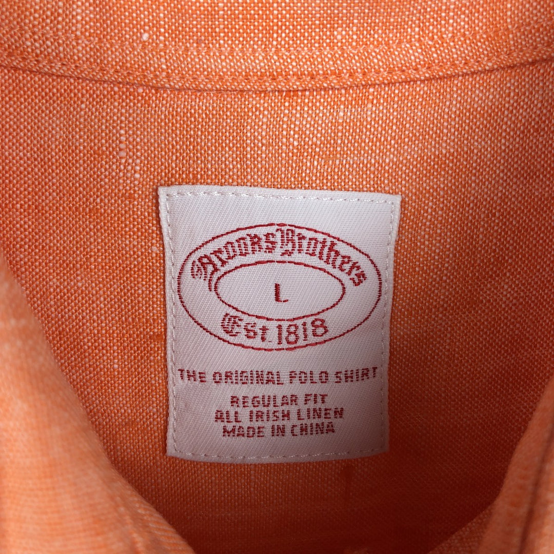 Brooks Brothers Est.1818 Long Sleeve Linen Button Down Shirt, Men's Size L linen orange type Vintage Second Hand