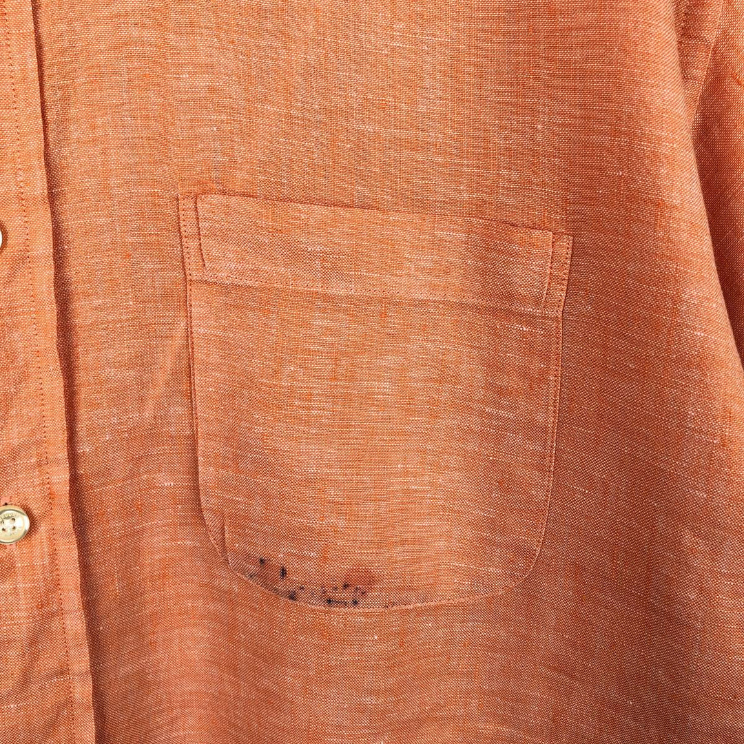 Brooks Brothers Est.1818 Long Sleeve Linen Button Down Shirt, Men's Size L linen orange type Vintage Second Hand