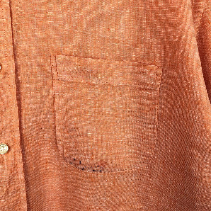 Brooks Brothers Est.1818 Long Sleeve Linen Button Down Shirt, Men's Size L linen orange type Vintage Second Hand