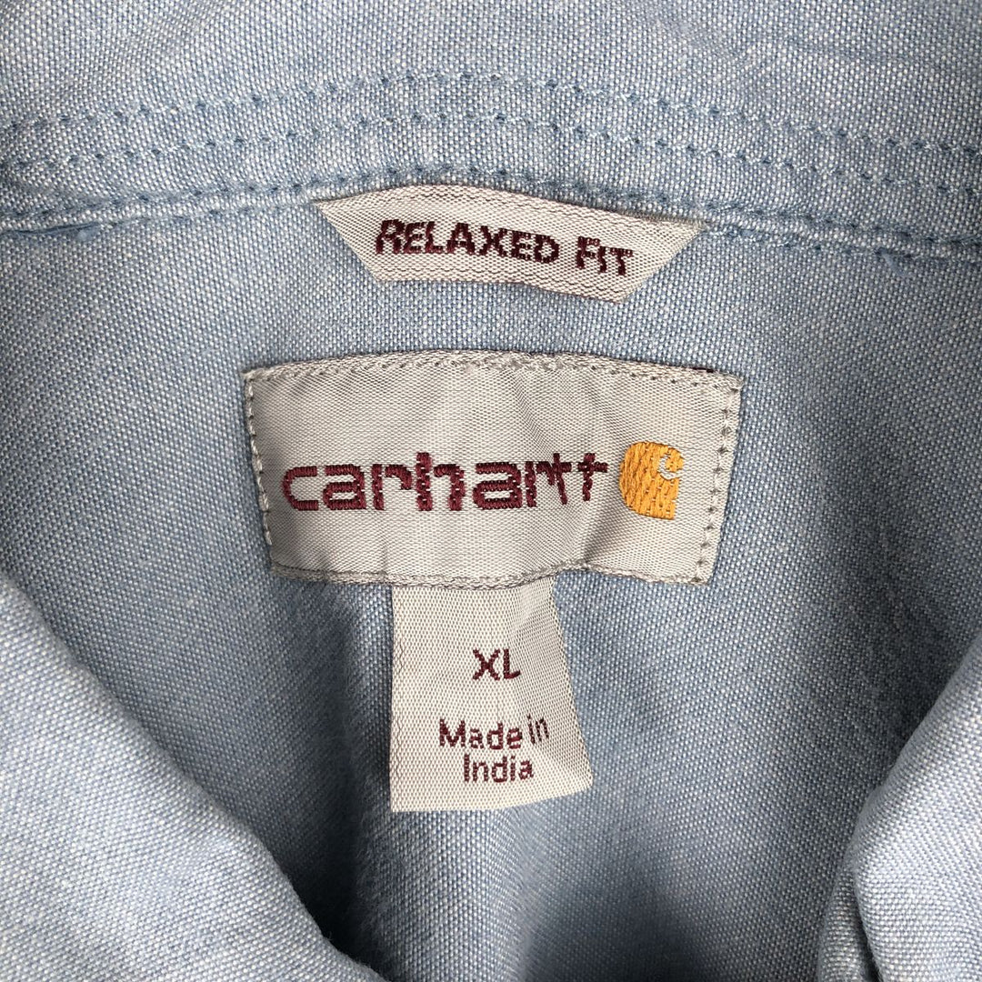 Carhartt Relaxed Fit Button-Down Long-Sleeve Chambray Shirt, Men's Size XL (approx.) cotton blue type Vintage Second Hand