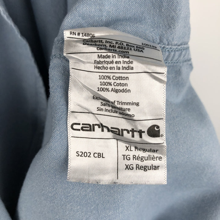 Carhartt Relaxed Fit Button-Down Long-Sleeve Chambray Shirt, Men's Size XL (approx.) cotton blue type Vintage Second Hand