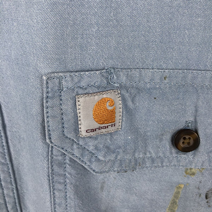 Carhartt Relaxed Fit Button-Down Long-Sleeve Chambray Shirt, Men's Size XL (approx.) cotton blue type Vintage Second Hand
