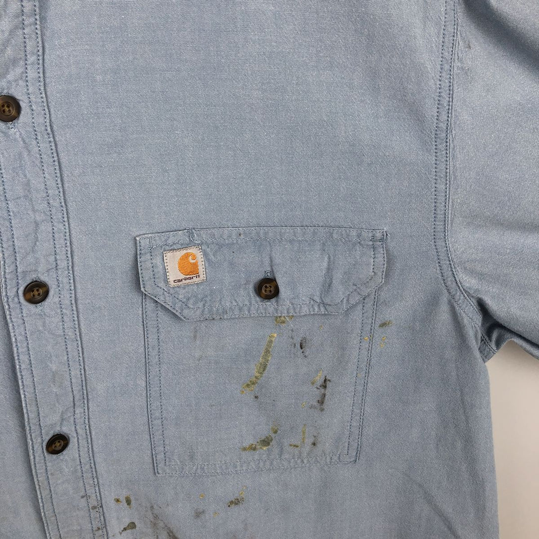 Carhartt Relaxed Fit Button-Down Long-Sleeve Chambray Shirt, Men's Size XL (approx.) cotton blue type Vintage Second Hand