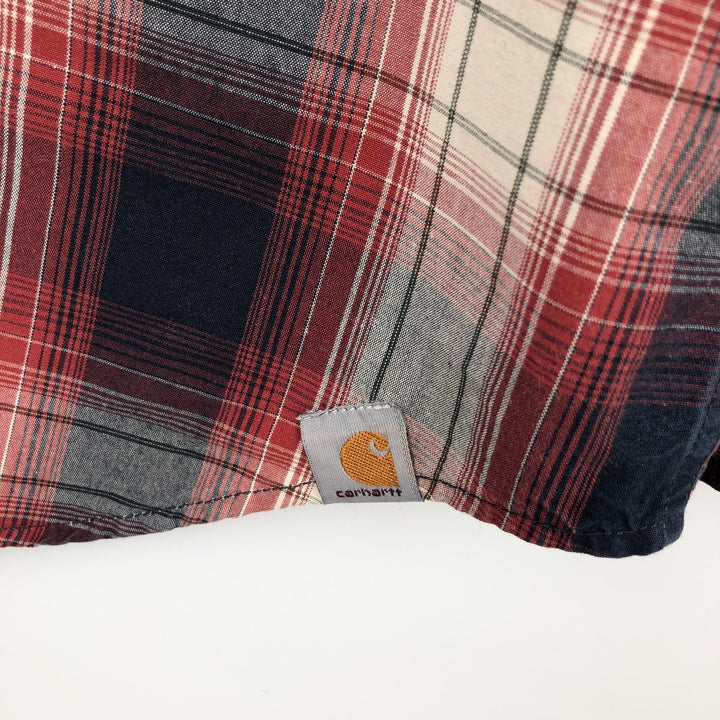 Carhartt Relaxed Fit Check Pattern Ombre Check Long Sleeve Button-Down Work Shirt, Men's Size M (approx.) cotton red type Vintage Second Hand