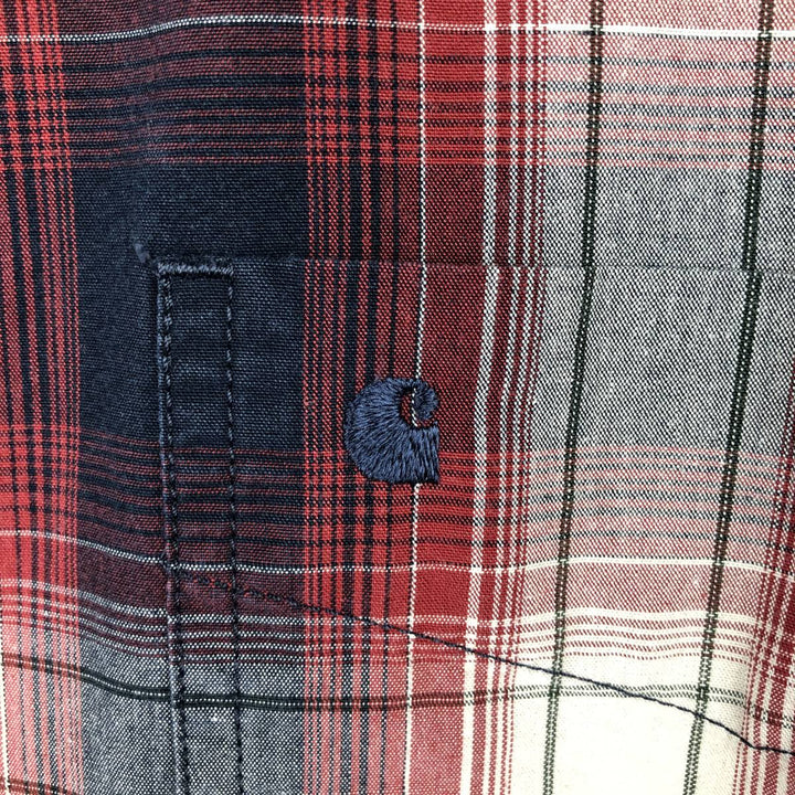 Carhartt Relaxed Fit Check Pattern Ombre Check Long Sleeve Button-Down Work Shirt, Men's Size M (approx.) cotton red type Vintage Second Hand