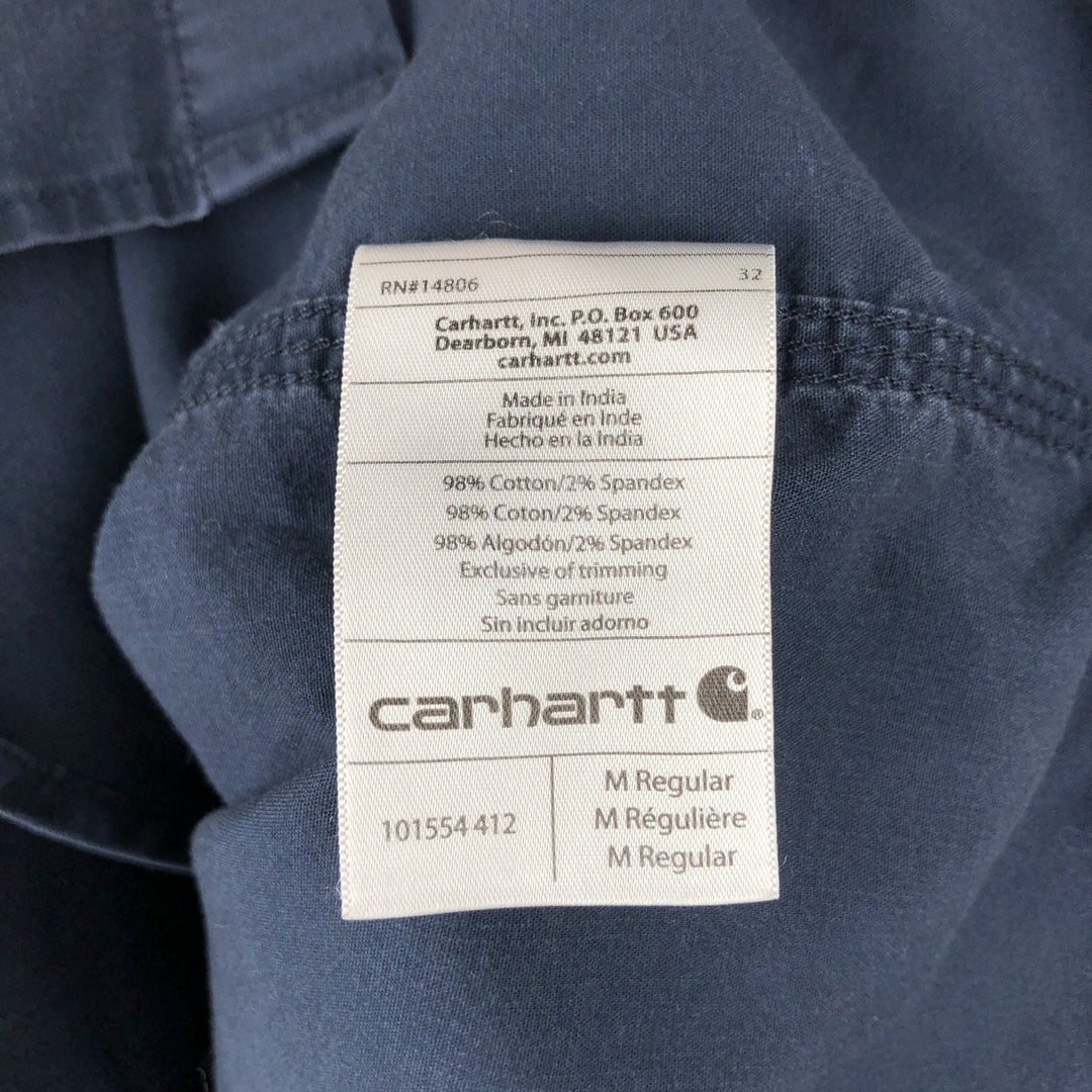 Carhartt Relaxed Fit Long Sleeve Button-Down Work Shirt, Men's Size Medium cotton navy blue type Vintage Second Hand