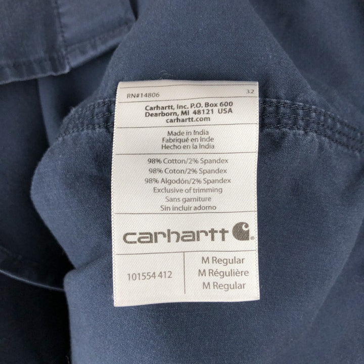 Carhartt Relaxed Fit Long Sleeve Button-Down Work Shirt, Men's Size Medium cotton navy blue type Vintage Second Hand