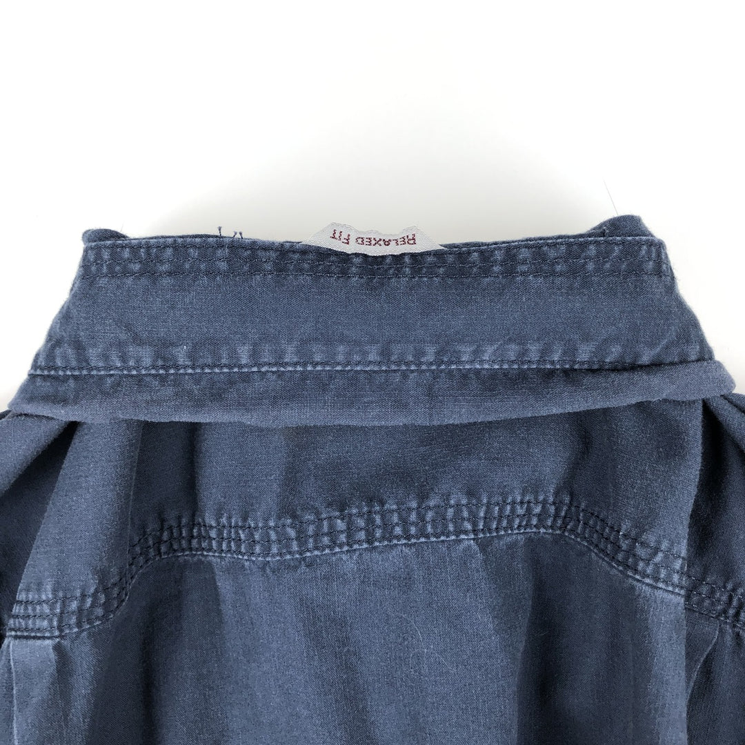 Carhartt Relaxed Fit Long Sleeve Button-Down Work Shirt, Men's Size Medium cotton navy blue type Vintage Second Hand
