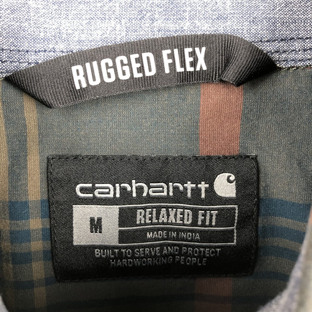 Carhartt RUGGED FLEX RELAXED FIT Check Pattern Long Sleeve Work Shirt (Men's Size M) cotton Charcoal Vintage Second Hand