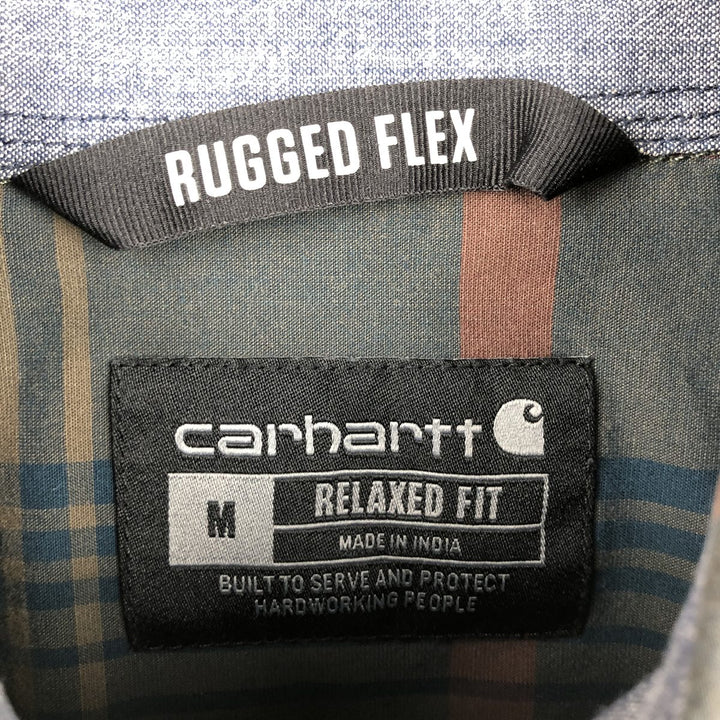 Carhartt RUGGED FLEX RELAXED FIT Check Pattern Long Sleeve Work Shirt (Men's Size M) cotton Charcoal Vintage Second Hand