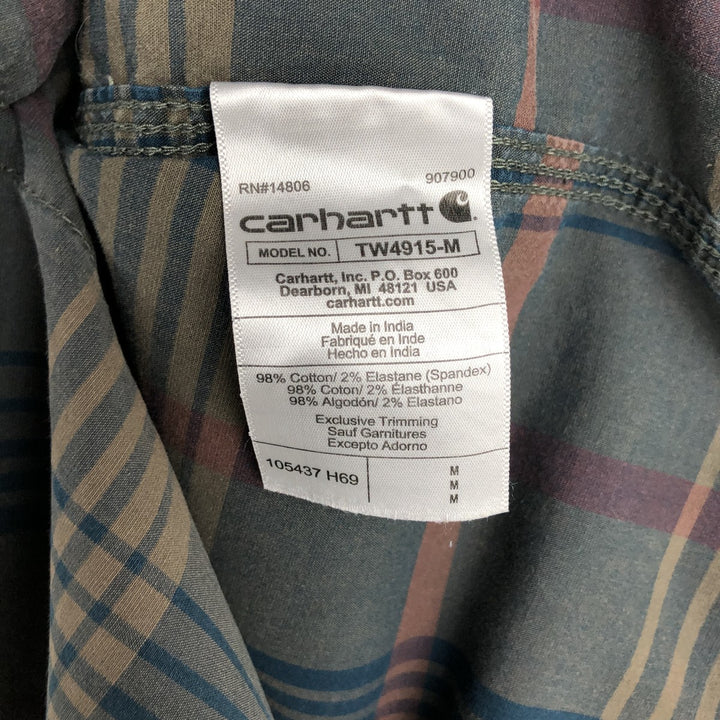 Carhartt RUGGED FLEX RELAXED FIT Check Pattern Long Sleeve Work Shirt (Men's Size M) cotton Charcoal Vintage Second Hand