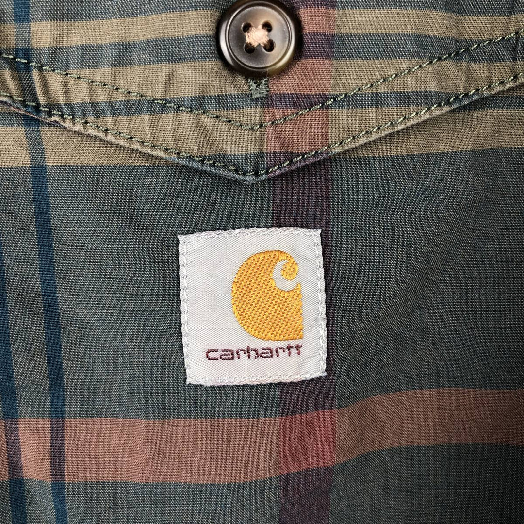 Carhartt RUGGED FLEX RELAXED FIT Check Pattern Long Sleeve Work Shirt (Men's Size M) cotton Charcoal Vintage Second Hand