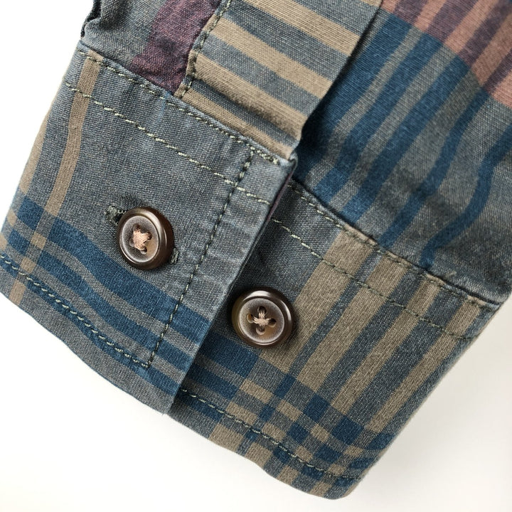 Carhartt RUGGED FLEX RELAXED FIT Check Pattern Long Sleeve Work Shirt (Men's Size M) cotton Charcoal Vintage Second Hand