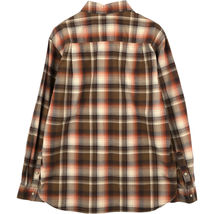 Carhartt Relaxed Fit Check Pattern Long Sleeve Work Shirt, Men's Size L cotton brown type Vintage Second Hand