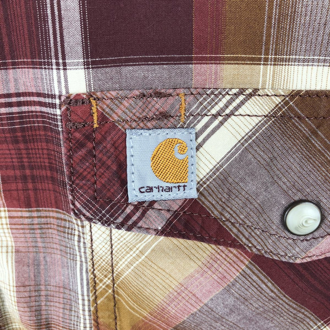 Carhartt Relaxed Fit Check Pattern Long Sleeve Work Shirt, Men's Size L cotton burgundy type Vintage Second Hand