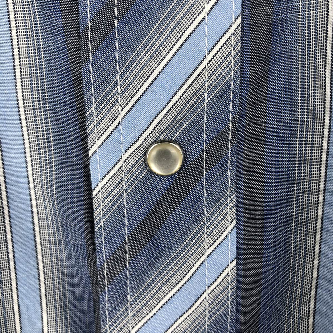 Wrangler Western Shirts, Stripe Pattern, Multi-stripe, Long Sleeve, Men's Size XL (approx.) unclear blue type Vintage Second Hand