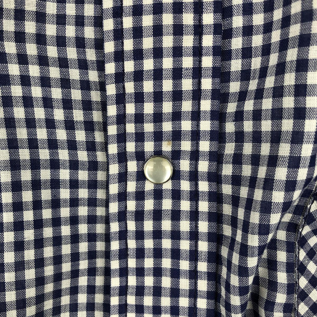 Hands Off Sears Check Pattern Gingham Check Long Sleeve Western Shirt (Men's XL equivalent) polyester blue type Vintage Second Hand