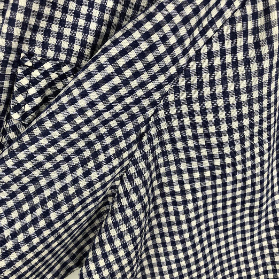 Hands Off Sears Check Pattern Gingham Check Long Sleeve Western Shirt (Men's XL equivalent) polyester blue type Vintage Second Hand