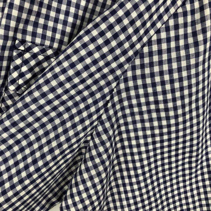 Hands Off Sears Check Pattern Gingham Check Long Sleeve Western Shirt (Men's XL equivalent) polyester blue type Vintage Second Hand
