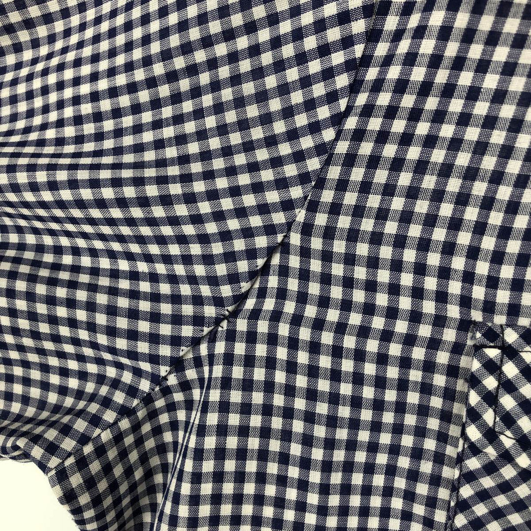 Hands Off Sears Check Pattern Gingham Check Long Sleeve Western Shirt (Men's XL equivalent) polyester blue type Vintage Second Hand