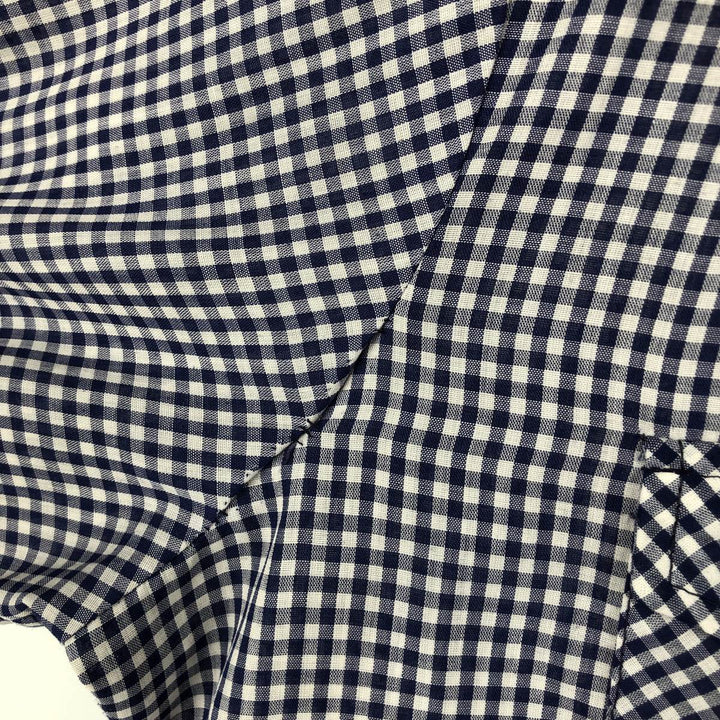 Hands Off Sears Check Pattern Gingham Check Long Sleeve Western Shirt (Men's XL equivalent) polyester blue type Vintage Second Hand