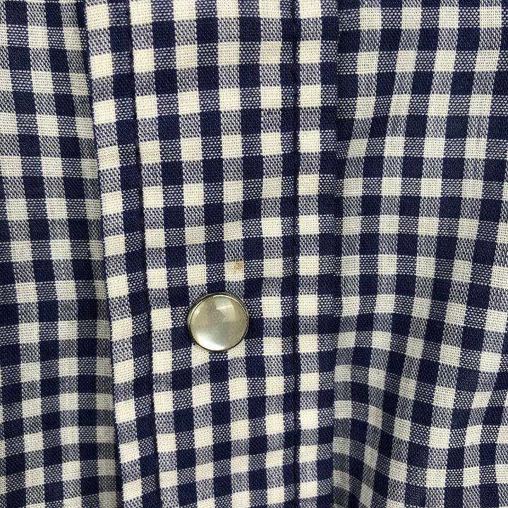 Hands Off Sears Check Pattern Gingham Check Long Sleeve Western Shirt (Men's XL equivalent) polyester blue type Vintage Second Hand