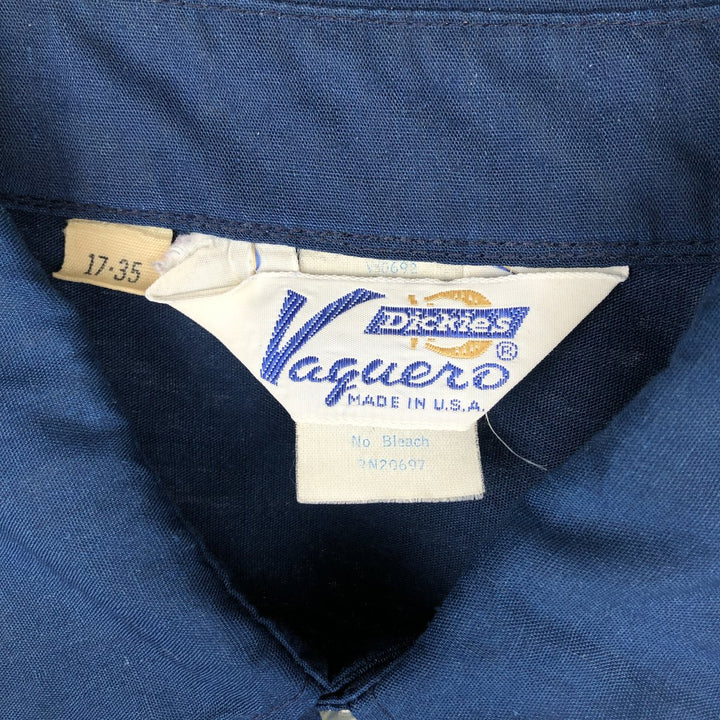 1970'S Dickies Vaguero Long-Sleeve Western Shirt, Made in USA, Men's Size XL (Equivalent), Vintage polyester Navy blue Vintage Second Hand