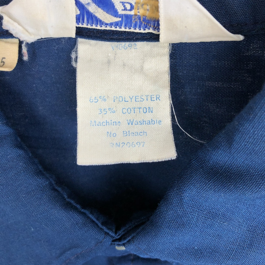 1970'S Dickies Vaguero Long-Sleeve Western Shirt, Made in USA, Men's Size XL (Equivalent), Vintage polyester Navy blue Vintage Second Hand