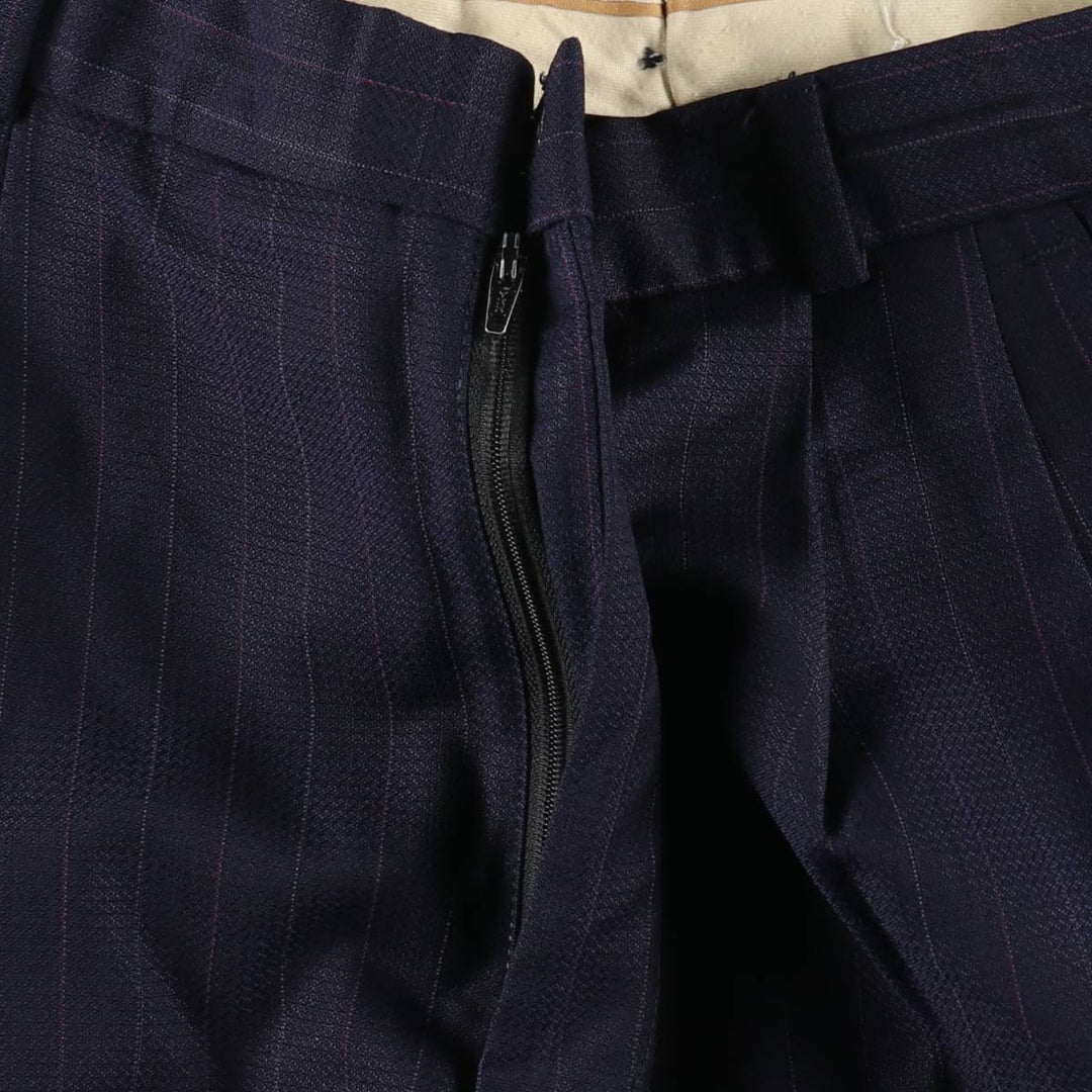 Vintage striped pattern two-pleat men's slacks, size W33 unclear navy blue type Vintage Second Hand