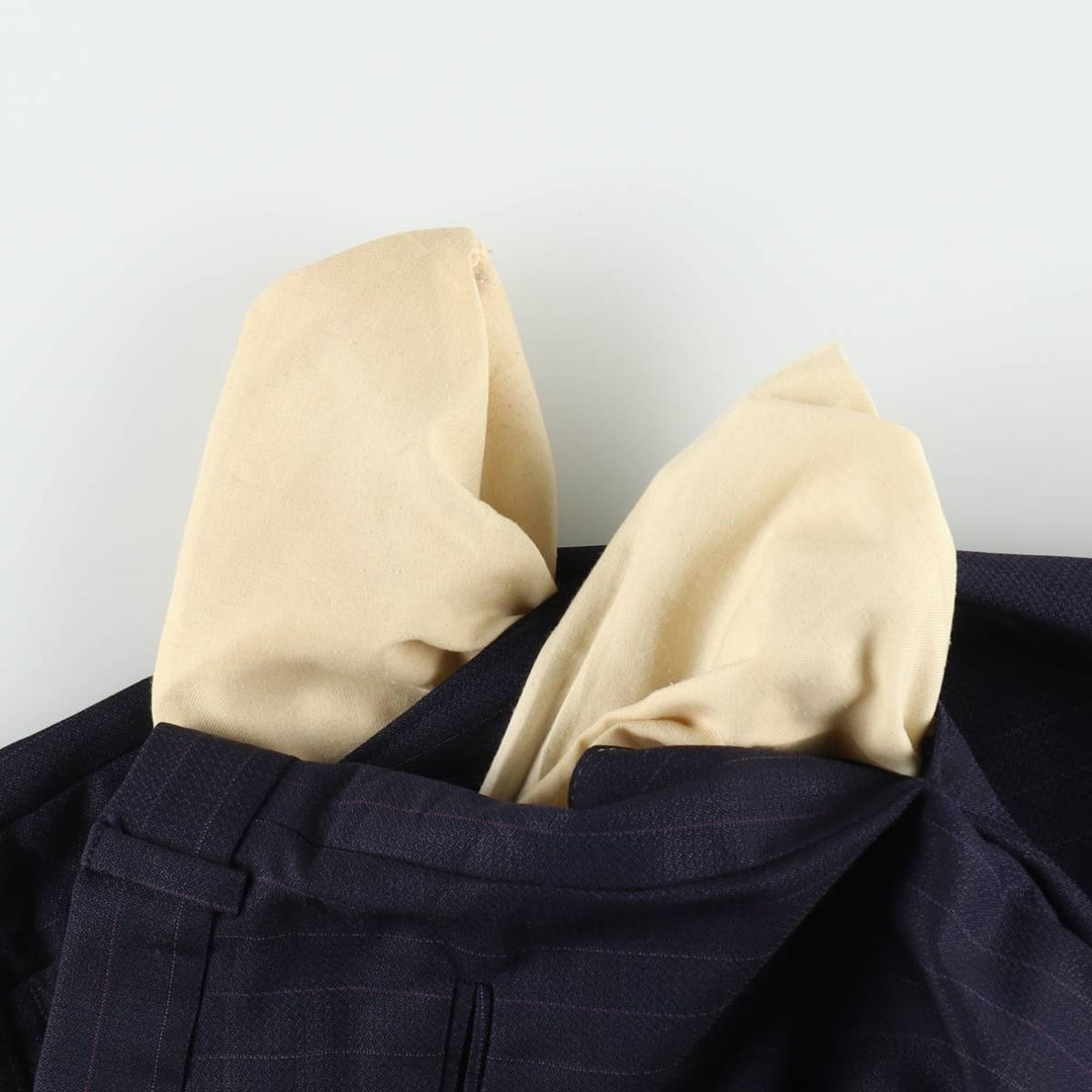 Vintage striped pattern two-pleat men's slacks, size W33 unclear navy blue type Vintage Second Hand