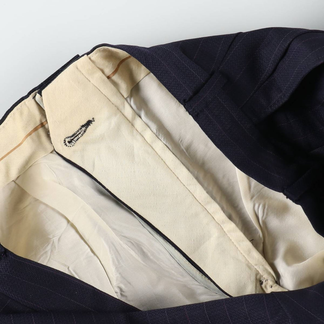 Vintage striped pattern two-pleat men's slacks, size W33 unclear navy blue type Vintage Second Hand