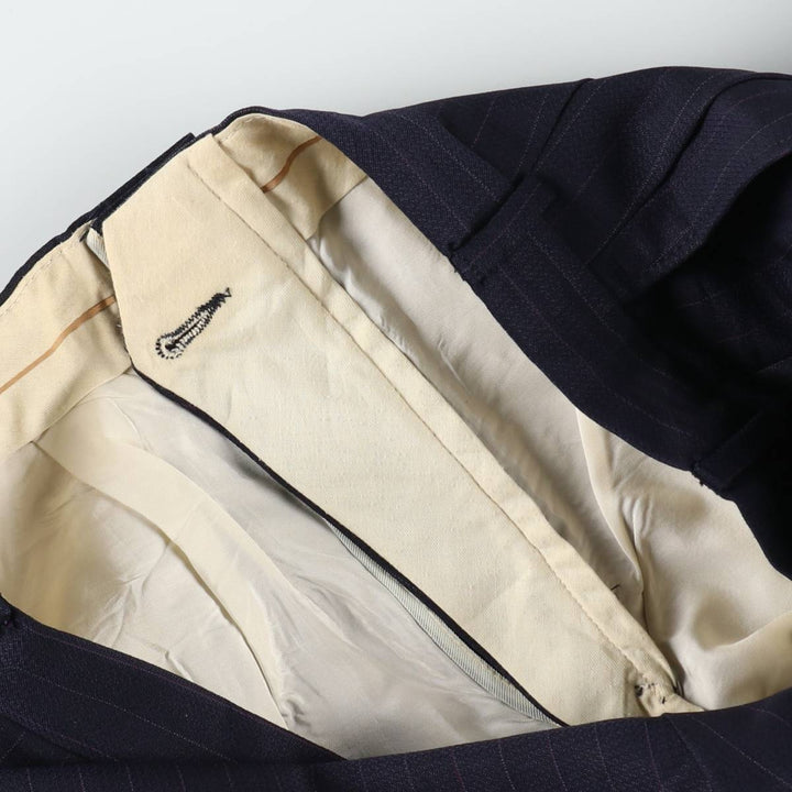 Vintage striped pattern two-pleat men's slacks, size W33 unclear navy blue type Vintage Second Hand