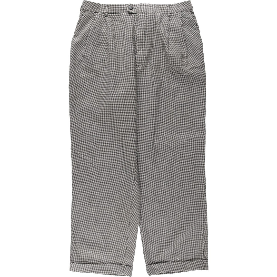 1980'S Nordstrom Zanella Houndstooth Pattern Two-Pleat Slacks, Made in Italy, Men's Size W33 (approx.), Vintage unclear white type Vintage Second Hand