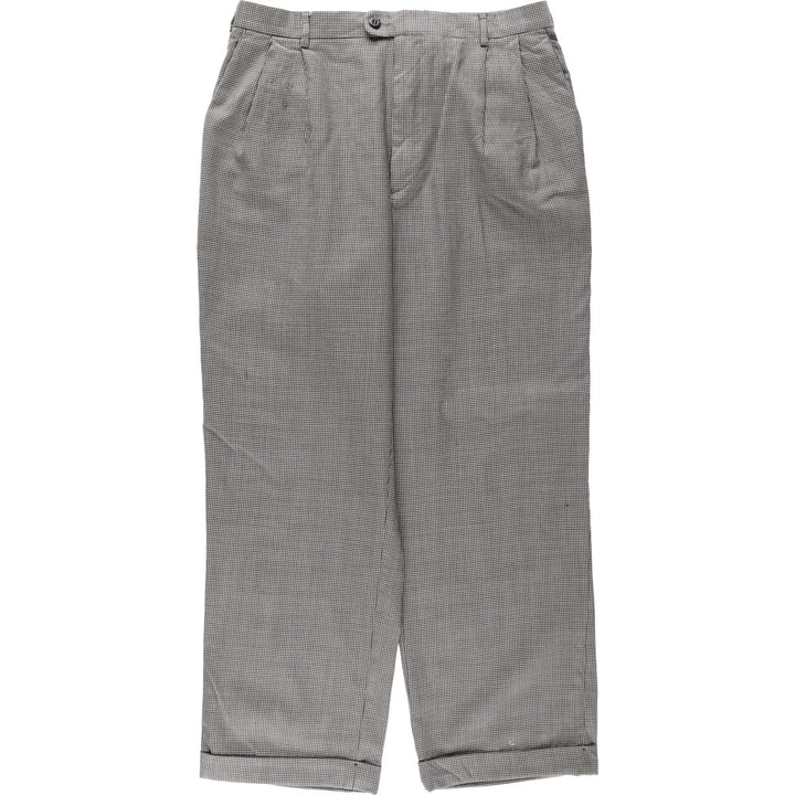 1980'S Nordstrom Zanella Houndstooth Pattern Two-Pleat Slacks, Made in Italy, Men's Size W33 (approx.), Vintage unclear white type Vintage Second Hand