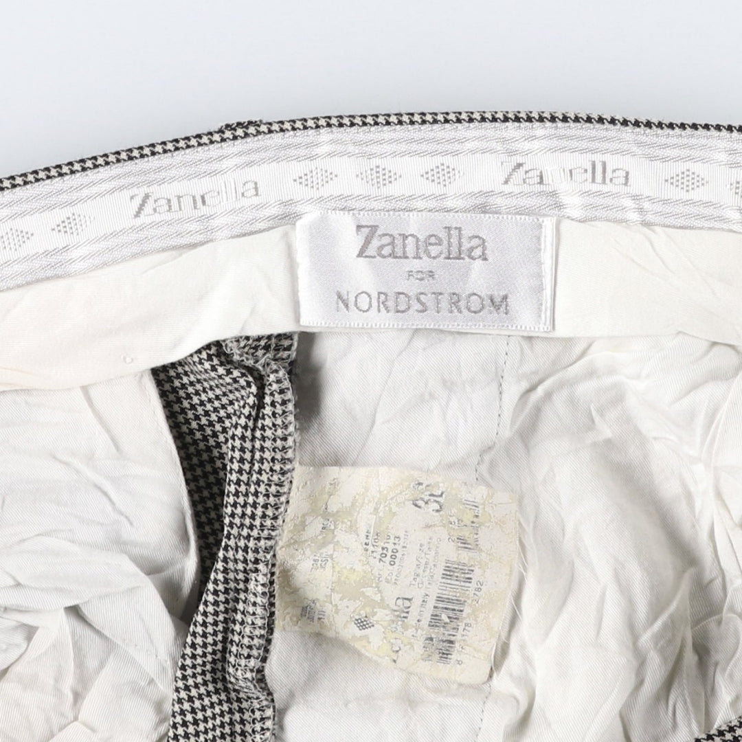1980'S Nordstrom Zanella Houndstooth Pattern Two-Pleat Slacks, Made in Italy, Men's Size W33 (approx.), Vintage unclear white type Vintage Second Hand