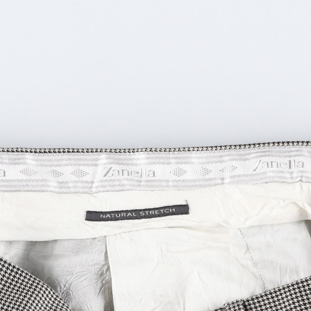 1980'S Nordstrom Zanella Houndstooth Pattern Two-Pleat Slacks, Made in Italy, Men's Size W33 (approx.), Vintage unclear white type Vintage Second Hand