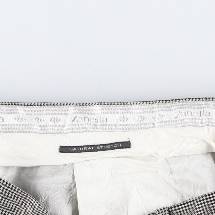 1980'S Nordstrom Zanella Houndstooth Pattern Two-Pleat Slacks, Made in Italy, Men's Size W33 (approx.), Vintage unclear white type Vintage Second Hand