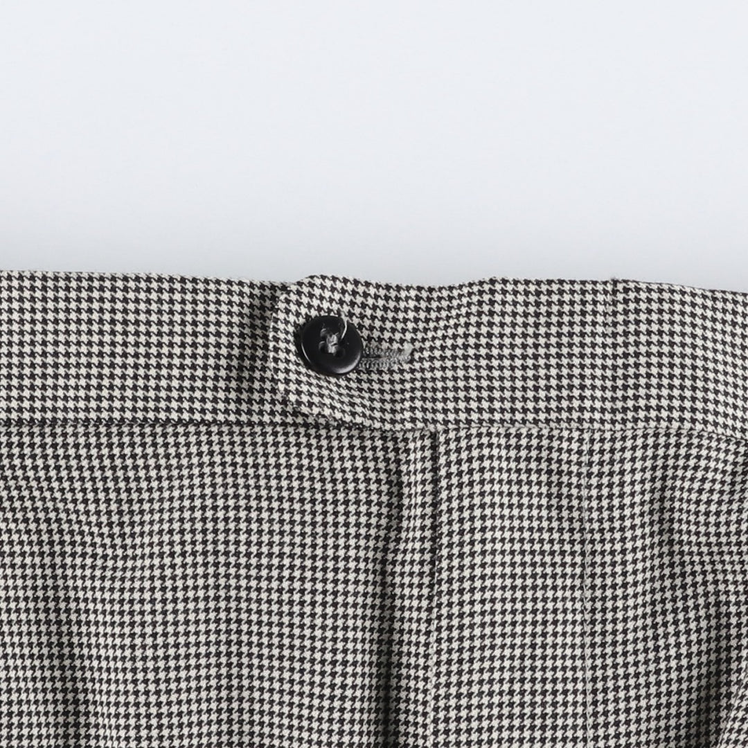 1980'S Nordstrom Zanella Houndstooth Pattern Two-Pleat Slacks, Made in Italy, Men's Size W33 (approx.), Vintage unclear white type Vintage Second Hand